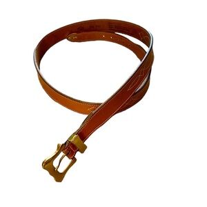 TRAFALGAR Western Glazed Latico Leather Belt w/ Brass Buckle & Tip sz 38